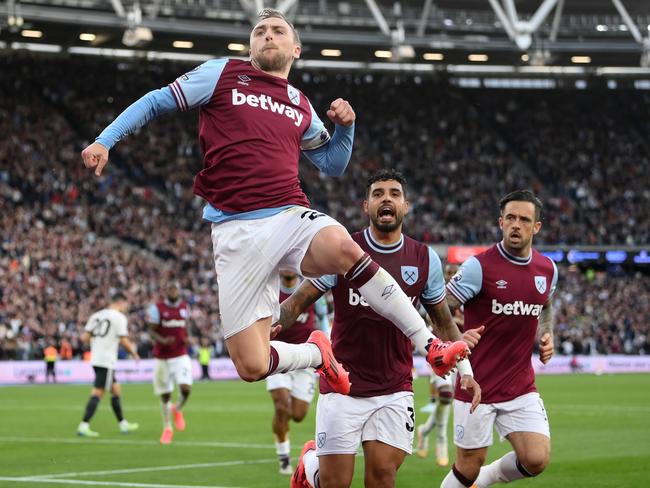 Jarrod Bowen celebrates scoring the winner for West Ham. Picture: Getty Images