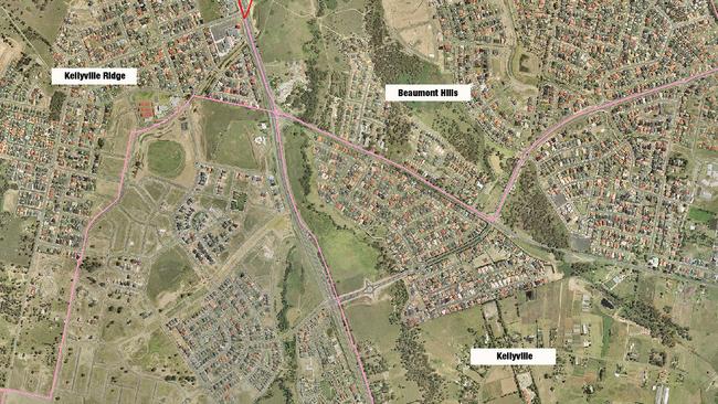 2007 aerial photo of where Kellyville meets Beaumont Hills. Picture: NSW Department of Lands