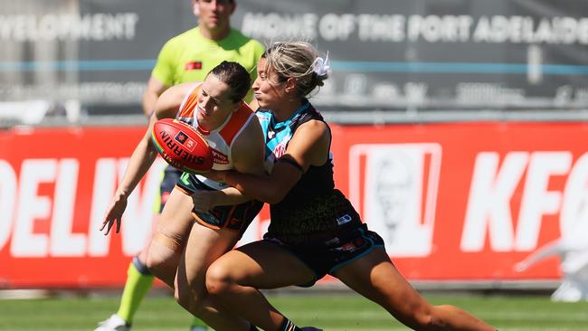 Isabel Huntington playing for the Giants in 2023. Picture: James Elsby/AFL Photos via Getty Images)