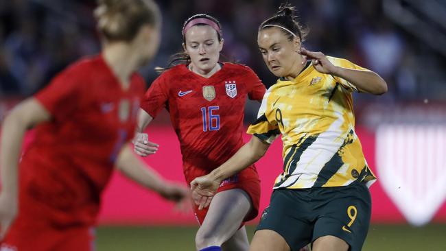 Caitlin Foord scored one of the greatest ever Matildas goals (AP Photo/David Zalubowski)