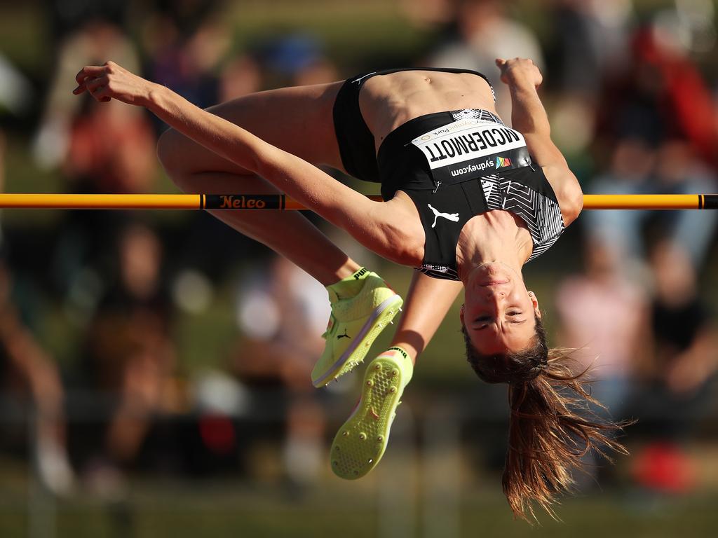 Nicola McDermott competes in the Women's High Jump Final.