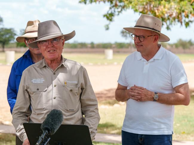 Lake Nash station owner Peter Hughes. Prime Minister Anthony Albanese visited Lake Nash station, on the Queensland Northern Territory border, on Wednesday, January 8 2024, as part of a Top End tour spanning the east to the west of Australia. Picture: Supplied