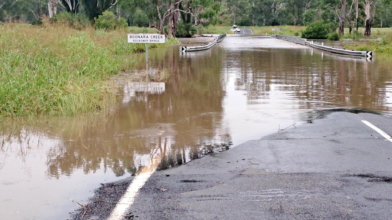 Rockemer Bridge at Boonara Creek, 7:20am 11 January 2025. Source: Jo Jerram/South Burnett Flood Watch.