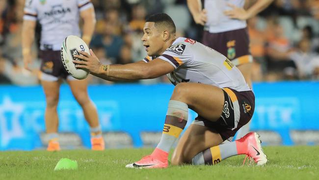 Jamayne Isaako lines up a penalty in golden point extra time during the round three NRL match between the Wests Tigers. Picture: Mark Evans/Getty Images