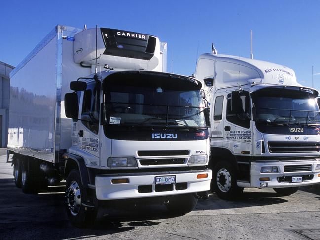 JULY, 2004 : Two Isuzu NQR 450 Custom trucks run by Blue Eye Fishing, 07/04.Big WheelsMotor Vehicle / TruckTasmania / Industry / Road Transport