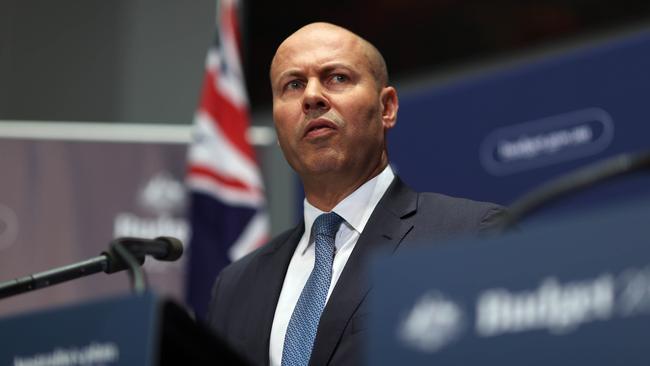 Treasurer Josh Frydenberg speaks to media at the 2022 Budget, in Parliament House, Canberra. Picture: NCA NewsWire/Gary Ramage