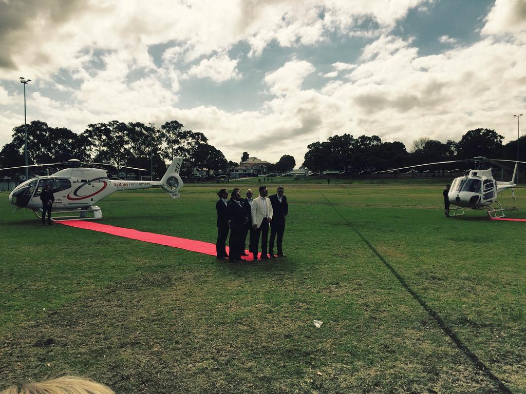 Mehajer waits at the end of the red carpet at Phillips Park Lidcombe. Picture: Lia Harris