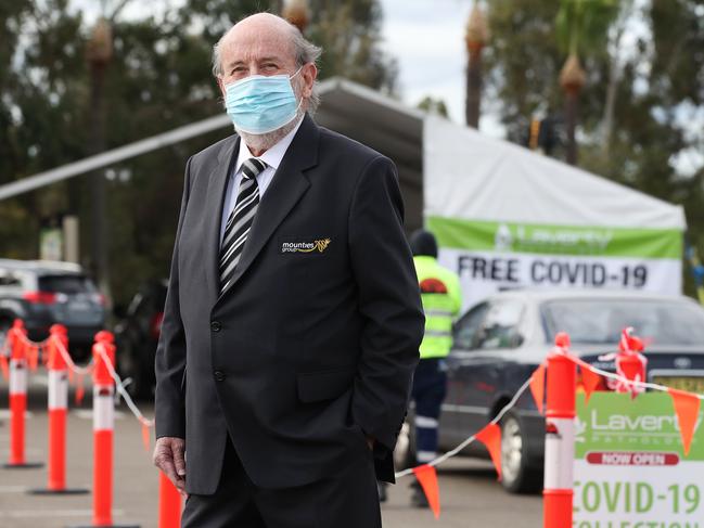 Steve Fitzpatrick, Vice President of Mounties Group, pictured at their Mt Pritchard venue which has been opened to Covid Testing to take pressure off other Covid Testing sites in the area during the lockdown. Picture: David Swift.