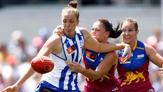 Emma King is tackled by Poppy Boltz. Picture: Getty Images