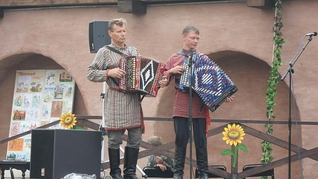 A Russian band performing traditional Russian songs in countryside Russia. Picture: Tatyana Leonov