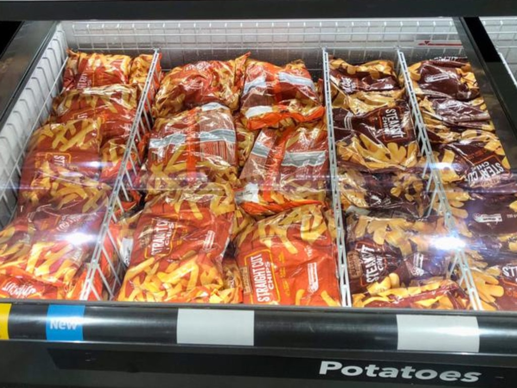 An Aldi shopper shared an image of the huge range of frozen chips at one Queensland store. Picture: Facebook