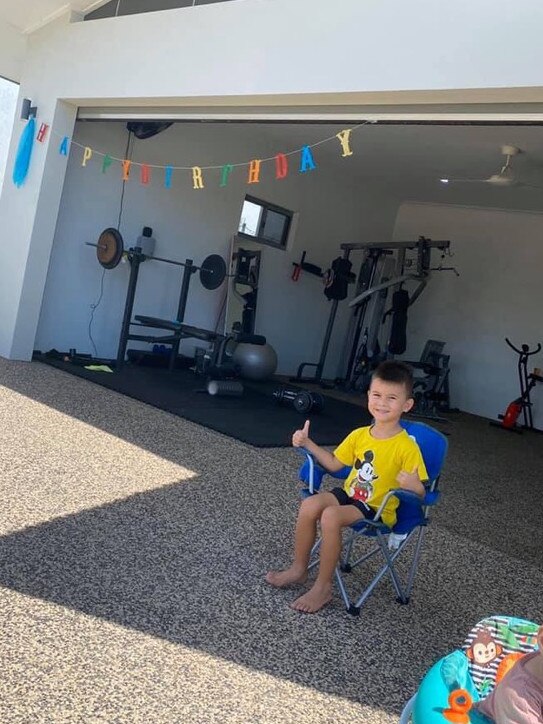 Birthday boy Abel Thomas, 5, outside his Zuccoli home. Picture: Owen Thomas