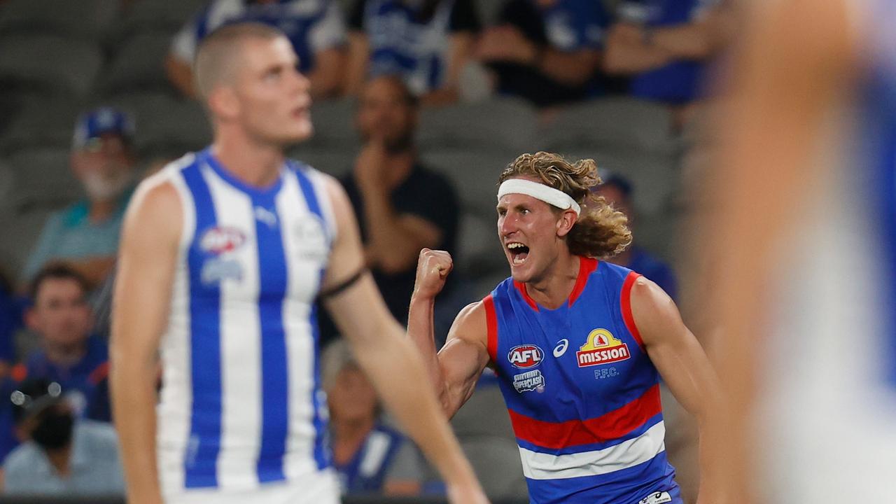 Aaron Naughton kicked five goals for the Bulldogs. Photo: Getty Images
