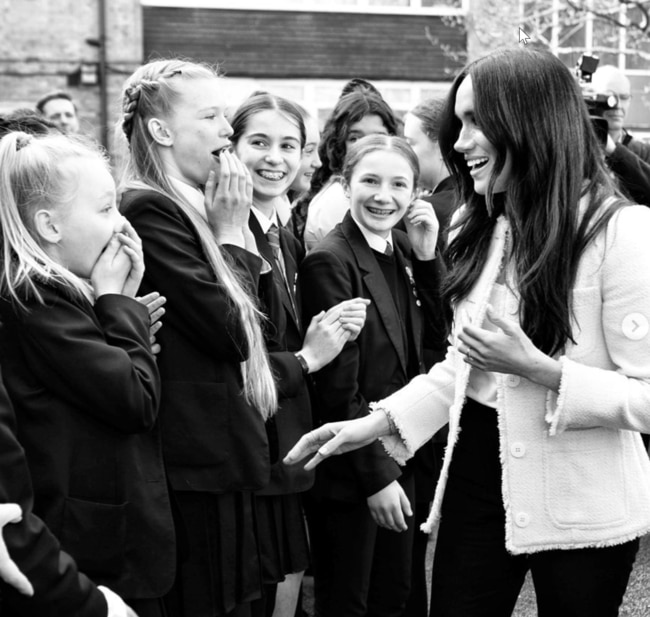 Meghan greets girls on International Women's Day