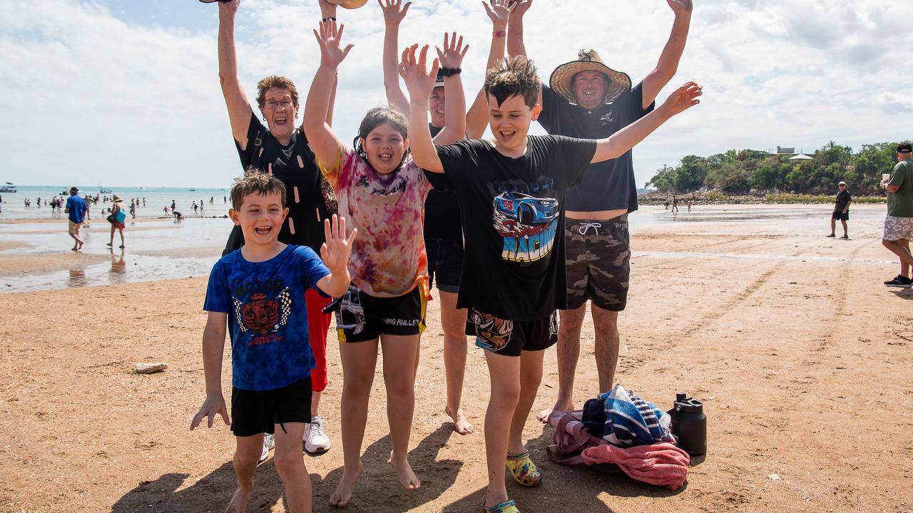 Matthew Marsh, Indie Marsh and Lincoln Marsh Marge Marsh, Rachel Marsh and Adam Marsh at the Darwin Beer Can Regatta at Mindil Beach, 2023. Picture: Pema Tamang Pakhrin