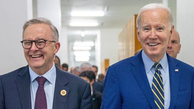 Anthony Albanese meets with US President Joe Biden in Cambodia during the East Asia-Summit. Picture: Twitter