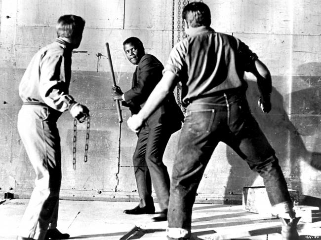 Sydney Poitier, centre, in 1967’s In the Heat of the Night.