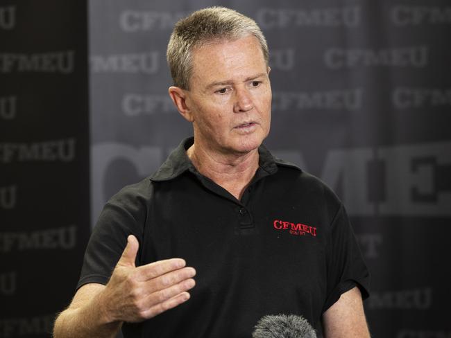 CFMEU construction division secretary Michael Ravbar on Wednesday. Picture: Attila Csaszar/NCA NewsWire