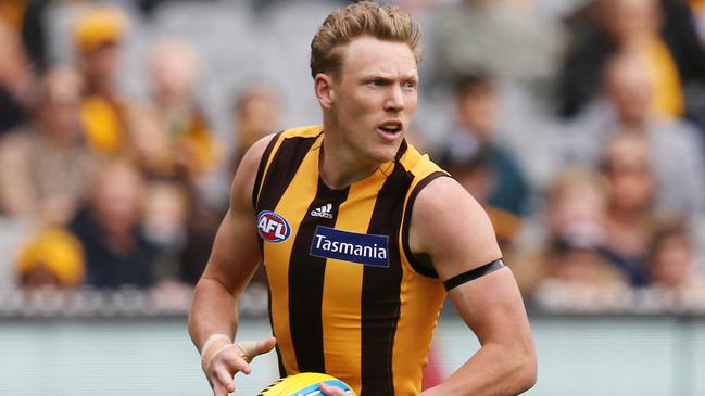 AFL Round 5. 22/04/2019. Hawthorn v Geelong at the MCG.   Hawthorns James Sicily    . Pic: Michael Klein.