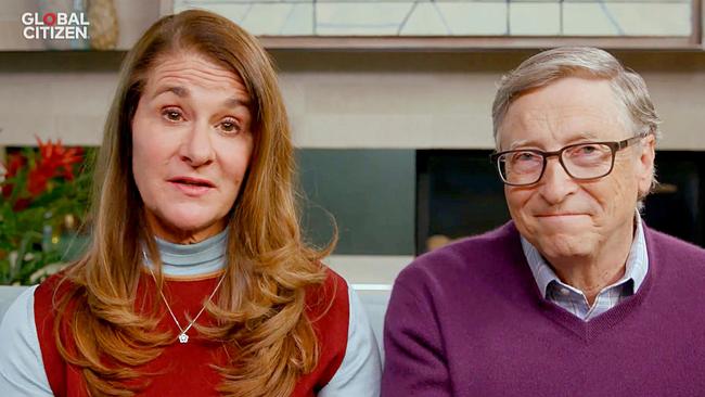 Melinda Gates and Bill Gates’s work has saved millions around the world but that doesn’t stop conspiracy theorists from accusing them of a plot to depopulate the world. Picture: AFP