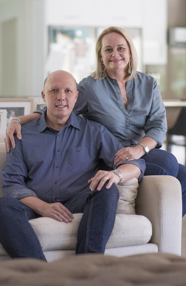 Peter Dutton with his wife Kirilly. Picture: Peter Wallis