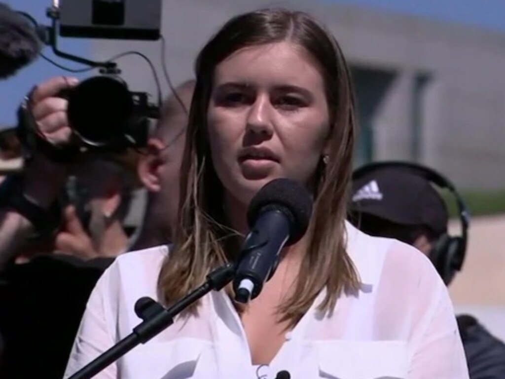 Brittany Higgins speaking at the March 4 Justice. Picture: NCA NewsWire / Gary Ramage