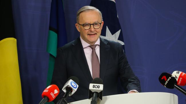 Prime Minister Anthony Albanese addresses the media in a press conference in the Sydney Parliament Offices. Photo by: NCA Newswire/ Gaye Gerard