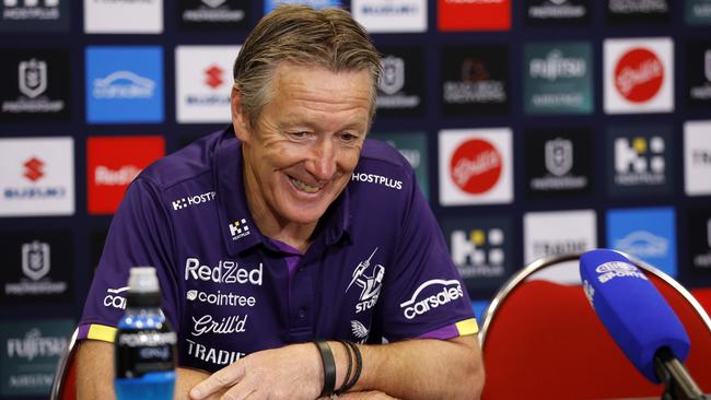 A satisfied Craig Bellamy after beating the Broncos last week. NRL Pics