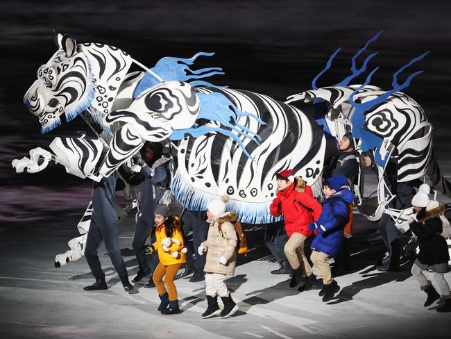 The White Tiger &amp; Five Kids enter the stage. Picture: Jamie Squire/Getty Images