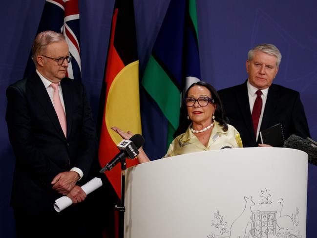 SYDNEY, AUSTRALIA - NewsWire Photos JULY 25, 2024: Prime Minister Anthony Albanese with retiring Ministers Linda Burney and Brendan OÃConnor during a press conference on Thursday. Picture: NewsWire / Nikki Short