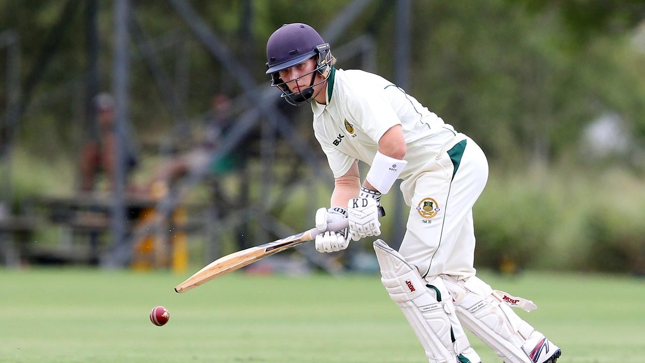 AIC First XI cricket match between St Patrick's College (batting) and Villanova College. Photo of Harry Clench. 20 February 2021 Sandgate Picture Richard Gosling