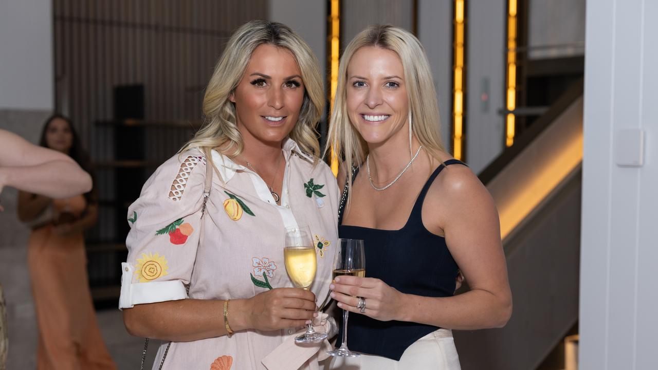 Steph Hunter and Steph Marino at Fuelled by Fashion Porsche luncheon at the Langham Hotel Gold Coast. Photo: Celeste Humphrey