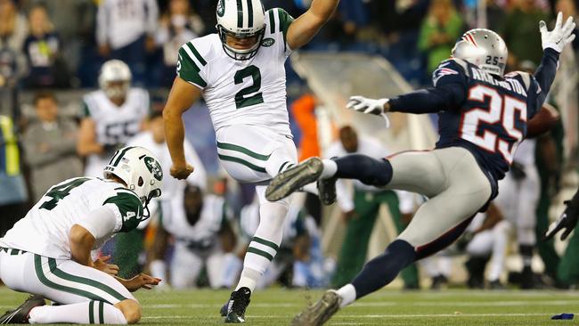 Nick Folk has his potentially matchwinning field goal attempt blocked in the dying second against New England.