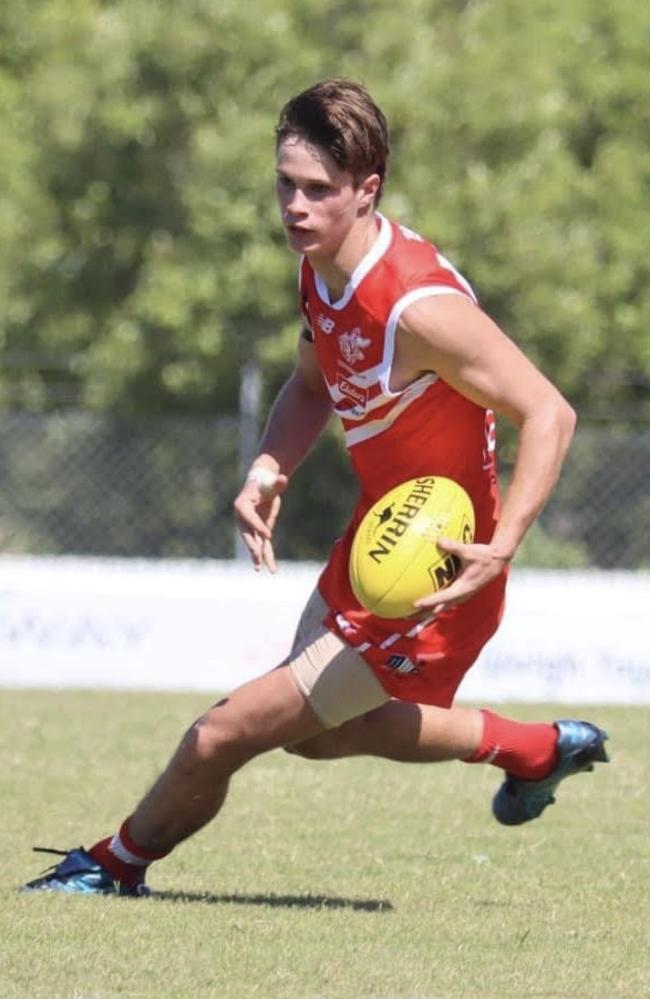 Ollie Miles has played all of his junior Aussie rules with the Yeppoon Swans and made his A-grade debut in 2023.