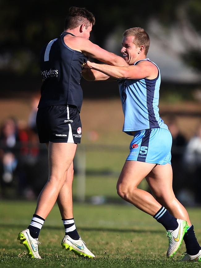 Rory Taggert, right, has returned to Unley. Picture Dean Martin