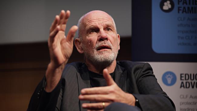 Peter Fitzsimons discussing concussion at the CLF Australia launch Kerry Packer Education Centre at Royal Prince Alfred Hospital. Picture: Adam Yip