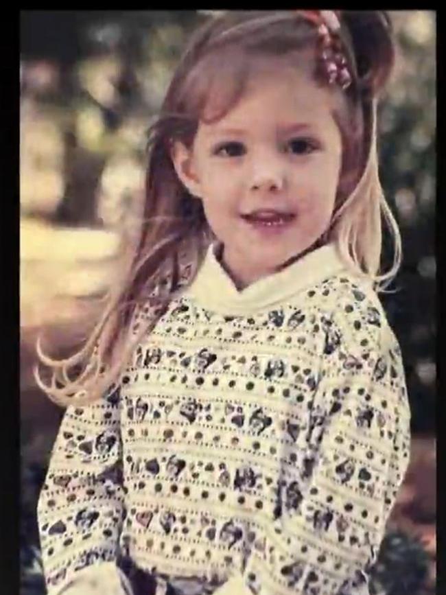 A childhood photo of Rachel shown during the service. Picture: Sky News,