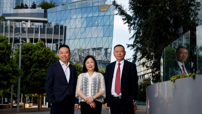 Billy, Linda and Eric Wong from the Golden Century Group at Crown Towers. Picture: Nikki Short