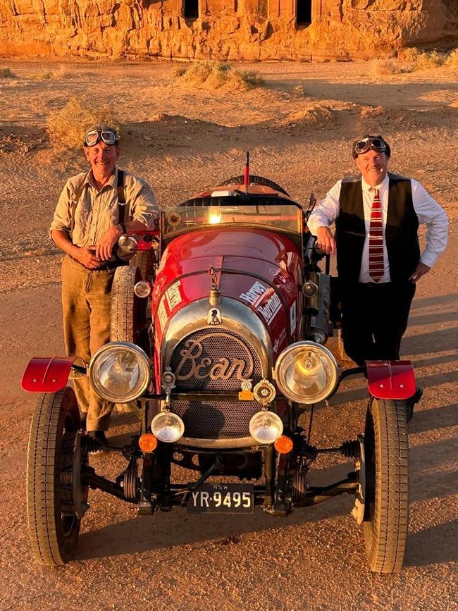 Birtles and Bean, the trip from London to Sydney with Daily Telegraph journalists Warren Brown and Matthew Benns. The pair are in Saudi Arabia crossing the desert.