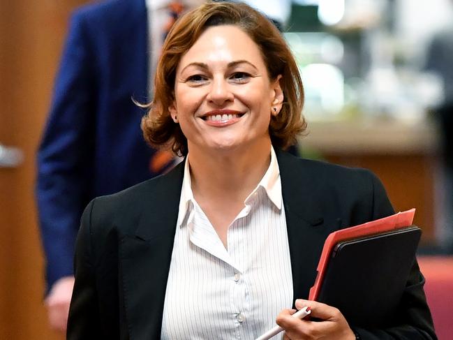 Queensland Deputy Premier Jackie Trad is seen arriving for the Labor Caucus Meeting at Queensland Parliament House in Brisbane, Monday, February 17, 2020. The Member for Bundamba, Jo-Ann Miller, has accused Deputy Premier Jackie Trad of abusing colleagues to fight off internal unrest in the Labor Party. (AAP Image/Darren England) NO ARCHIVING