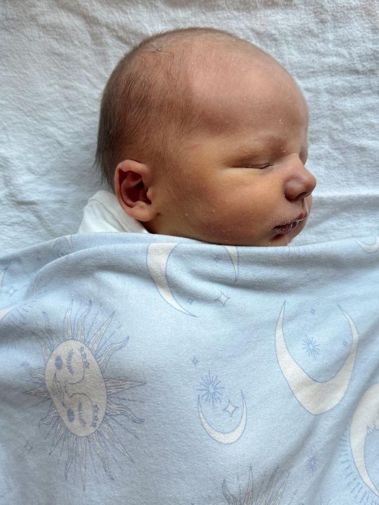 Olympic swimmer Madi Wilson and her cricketing partner Matt Short have announced the birth of their first baby Austin Wilson Short. Picture: Instagram.