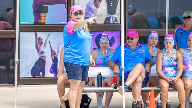 Mermaids coach Nicola Johnson in the Queensland Premier League Water Polo. Picture: Richard Walker