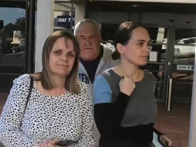 Treacy outside Campbelltown Court for an appearance in July, supported by her mother and father.