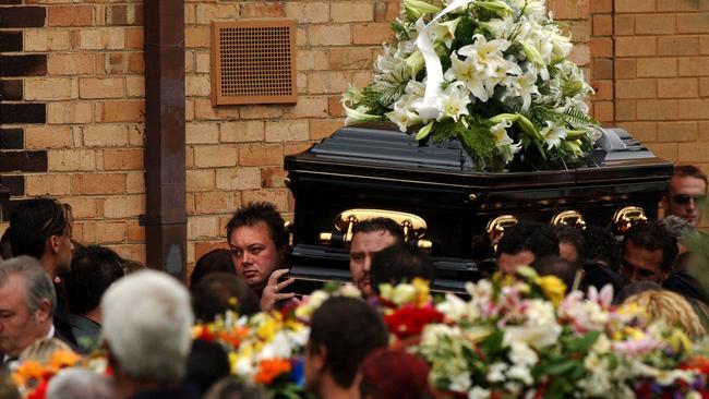 Carl Williams carries the coffin of his right-hand man Andrew "Benji" Veniamin from St. Andrews Greeks Orthodox Church in Sunshine. Picture: AAP