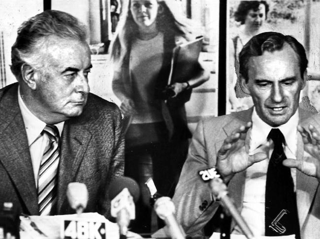 Bill Hayden (right) served as social security minister for prime minister Gough Whitlam in the ’70s.