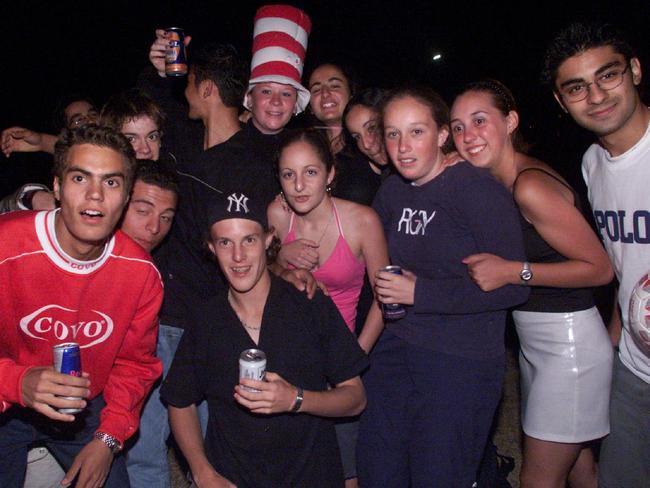 Partygoers on the foreshore at Rye on December 31, 2000. Picture: Andrew Batsch