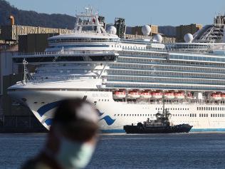 The Ruby Princess has docked at Port Kembla early today crew can be seen on board .picture John Grainger