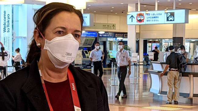 Premier Annastacia speaks to the media upon arrival at Haneda Airport in Tokyo, Japan. Picture: Getty Images