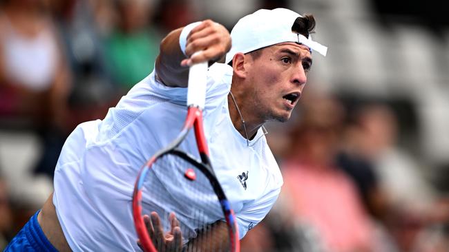 Argentinian No.28 seed Sebastian Baez is a potential second-round opponent for Kyrgios if he can get around British young gun Jacob Fearnley. Picture: Hannah Peters / Getty Images