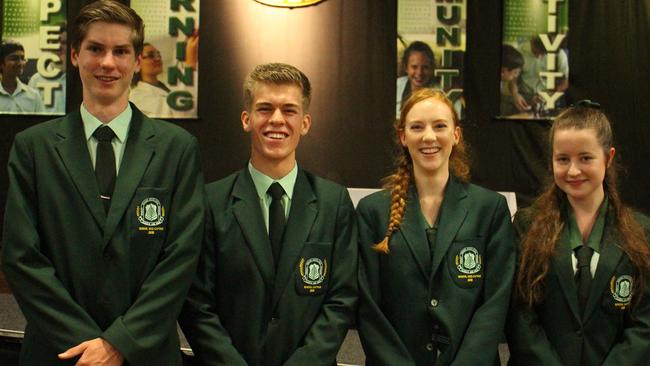 Ferny Grove State High School 2018 school captains (from left) vice-captain Hayden Newton, captain Caleb Boyd, vice-captain Tanae Davidson and captain Julia De Vries.